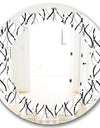 Retro Geometrical Abstract Minimal Pattern X - Modern Round or Oval Wall Mirror - Leaves