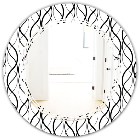 Retro Geometrical Abstract Minimal Pattern X - Modern Round or Oval Wall Mirror - Triple C