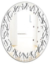 Retro Geometrical Abstract Minimal Pattern X - Modern Round or Oval Wall Mirror - Leaves