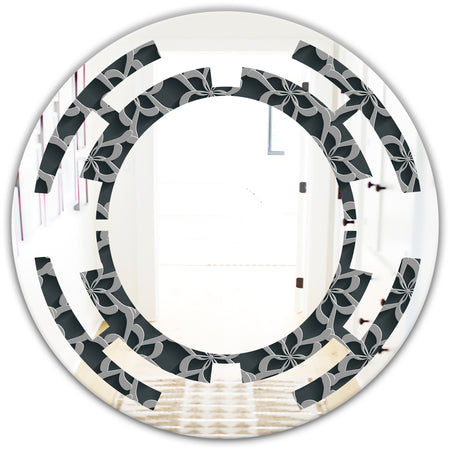 Floral 3d Pattern Background. - Modern Round or Oval Wall Mirror - Space