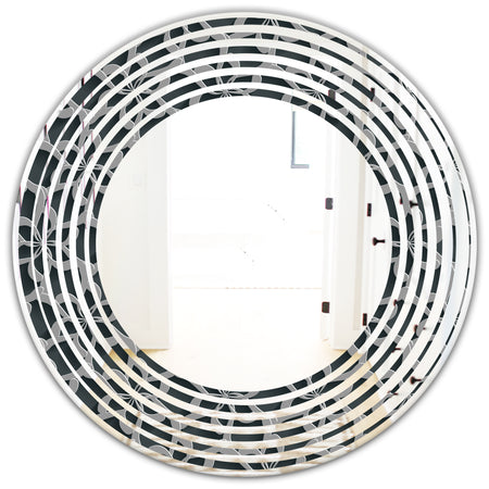 Floral 3d Pattern Background. - Modern Round or Oval Wall Mirror - Wave