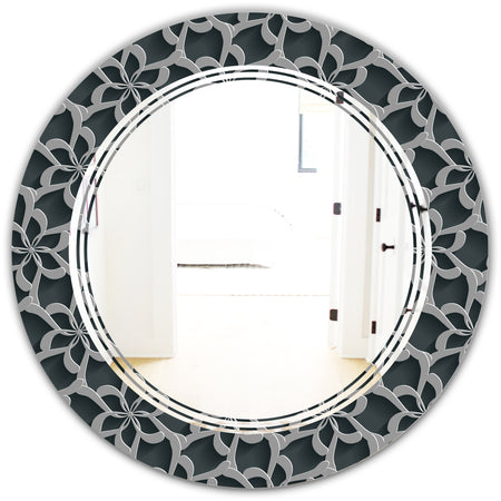 Floral 3d Pattern Background. - Modern Round or Oval Wall Mirror - Triple C