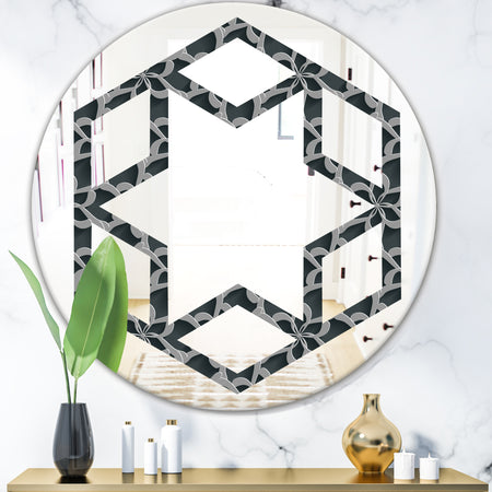 Floral 3d Pattern Background. - Modern Round or Oval Wall Mirror - Hexagon Star