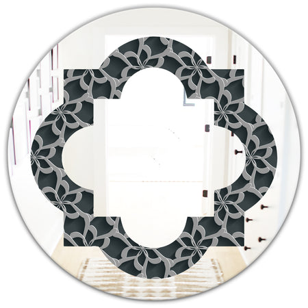 Floral 3d Pattern Background. - Modern Round or Oval Wall Mirror - Quatrefoil