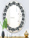Floral 3d Pattern Background. - Modern Round or Oval Wall Mirror - Leaves