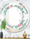 Spring floral pattern in soft pastel colors - Modern Round or Oval Wall Mirror - Space