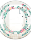 Spring floral pattern in soft pastel colors - Modern Round or Oval Wall Mirror - Space