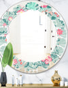 Spring floral pattern in soft pastel colors - Modern Round or Oval Wall Mirror - Leaves