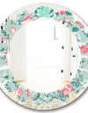 Spring floral pattern in soft pastel colors - Modern Round or Oval Wall Mirror - Leaves