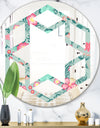 Spring floral pattern in soft pastel colors - Modern Round or Oval Wall Mirror - Hexagon Star