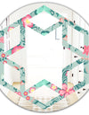 Spring floral pattern in soft pastel colors - Modern Round or Oval Wall Mirror - Hexagon Star