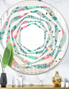 Spring floral pattern in soft pastel colors - Modern Round or Oval Wall Mirror - Whirl