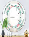 Spring floral pattern in soft pastel colors - Modern Round or Oval Wall Mirror - Space