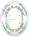 Spring floral pattern in soft pastel colors - Modern Round or Oval Wall Mirror - Space