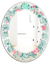 Spring floral pattern in soft pastel colors - Modern Round or Oval Wall Mirror - Leaves