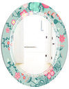 Spring floral pattern in soft pastel colors - Modern Round or Oval Wall Mirror - Triple C