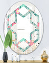 Spring floral pattern in soft pastel colors - Modern Round or Oval Wall Mirror - Hexagon Star