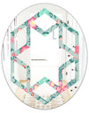 Spring floral pattern in soft pastel colors - Modern Round or Oval Wall Mirror - Hexagon Star