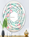 Spring floral pattern in soft pastel colors - Modern Round or Oval Wall Mirror - Whirl