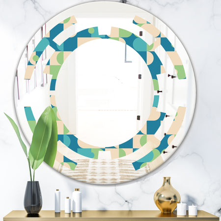 Retro Abstract Pattern I - Modern Round or Oval Wall Mirror - Space