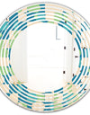 Retro Abstract Pattern I - Modern Round or Oval Wall Mirror - Wave