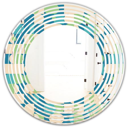 Retro Abstract Pattern I - Modern Round or Oval Wall Mirror - Wave