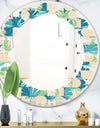 Retro Abstract Pattern I - Modern Round or Oval Wall Mirror - Leaves