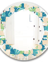 Retro Abstract Pattern I - Modern Round or Oval Wall Mirror - Leaves