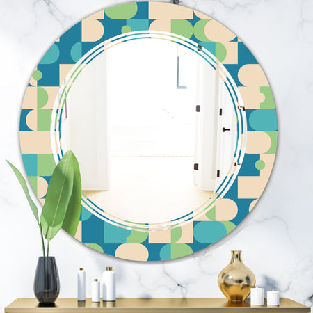 Retro Abstract Pattern I - Modern Round or Oval Wall Mirror - Triple C