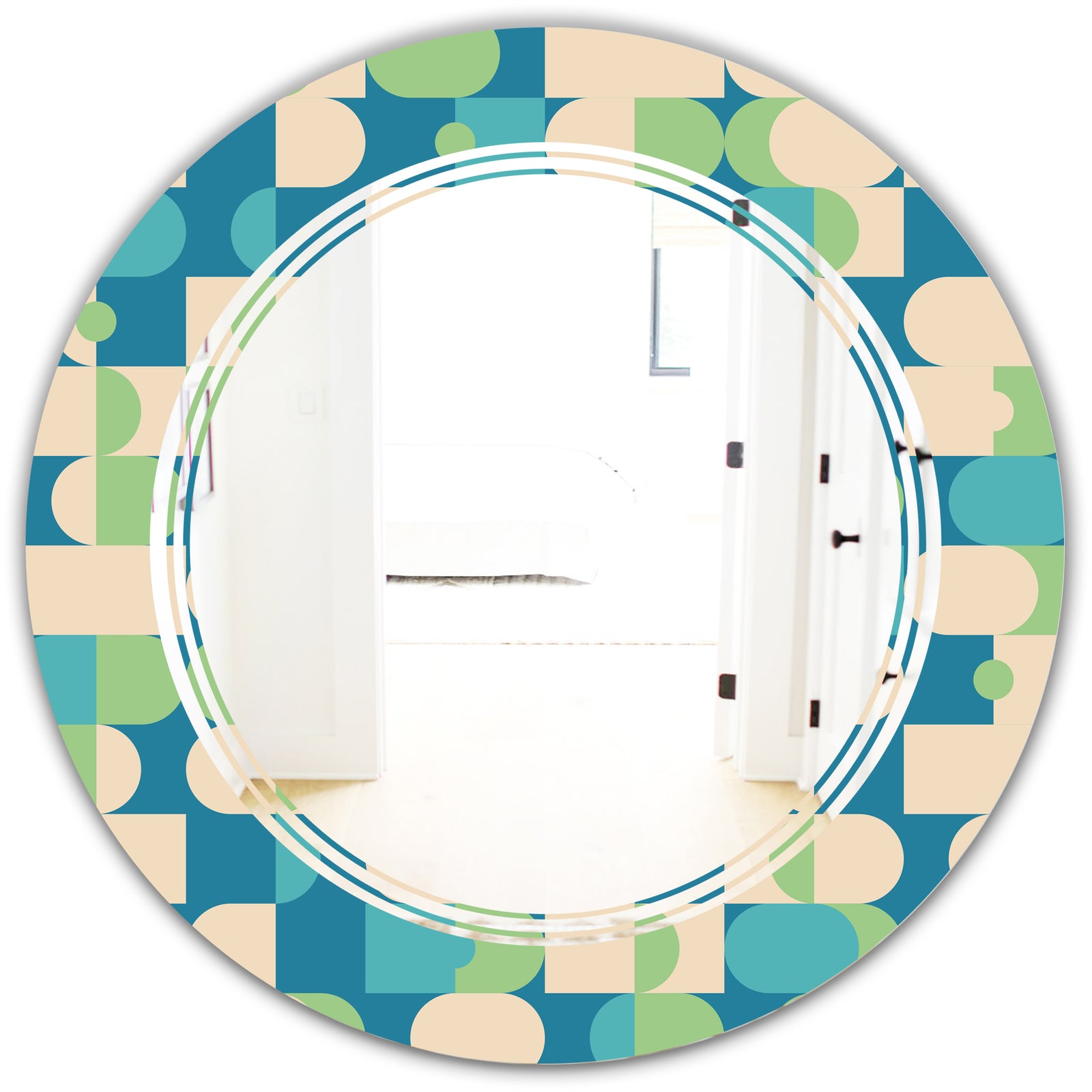Retro Abstract Pattern I - Modern Round or Oval Wall Mirror - Triple C