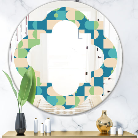 Retro Abstract Pattern I - Modern Round or Oval Wall Mirror - Quatrefoil