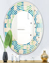 Retro Abstract Pattern I - Modern Round or Oval Wall Mirror - Wave