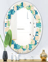 Retro Abstract Pattern I - Modern Round or Oval Wall Mirror - Leaves