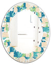 Retro Abstract Pattern I - Modern Round or Oval Wall Mirror - Leaves