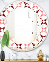 Retro Grid Pattern I - Modern Round or Oval Wall Mirror - Leaves