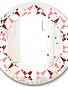 Retro Grid Pattern I - Modern Round or Oval Wall Mirror - Leaves