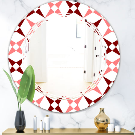 Retro Grid Pattern I - Modern Round or Oval Wall Mirror - Triple C