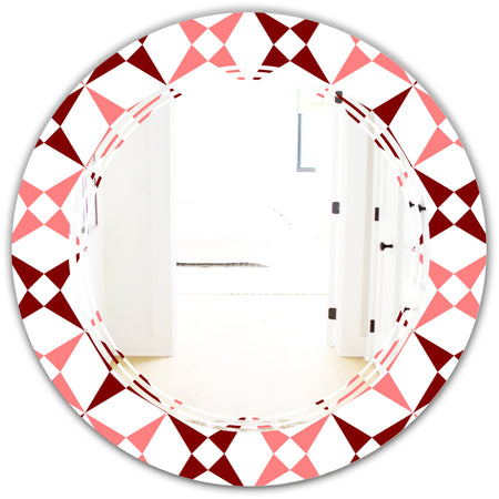 Retro Grid Pattern I - Modern Round or Oval Wall Mirror - Triple C