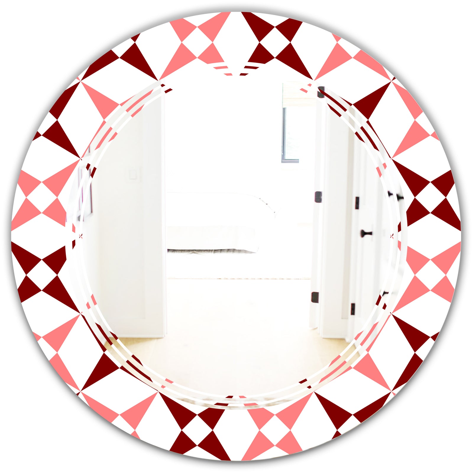 Retro Grid Pattern I - Modern Round or Oval Wall Mirror - Triple C