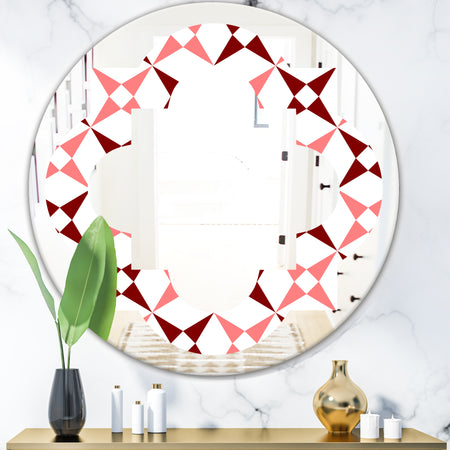 Retro Grid Pattern I - Modern Round or Oval Wall Mirror - Quatrefoil