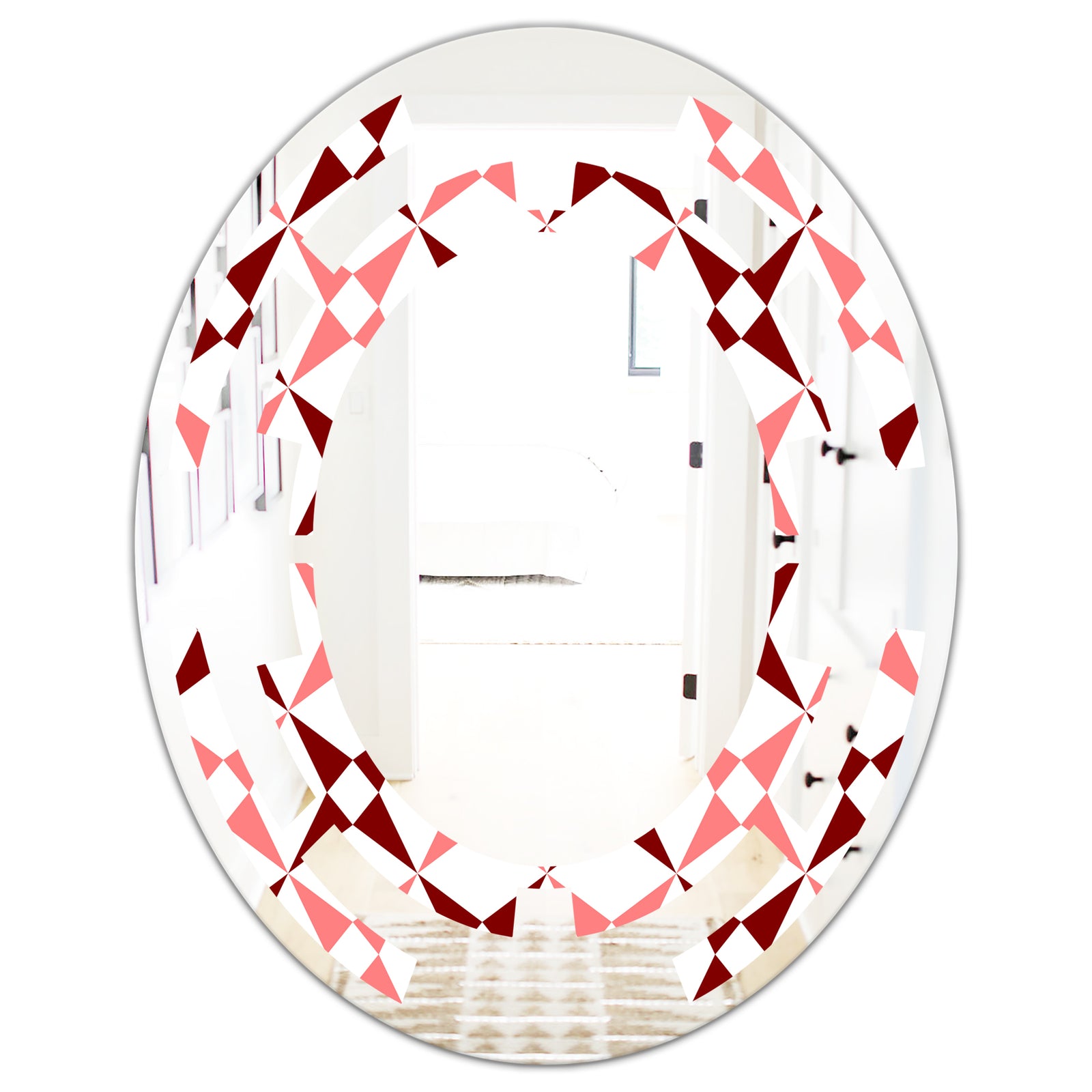 Retro Grid Pattern I - Modern Round or Oval Wall Mirror - Space