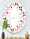 Retro Grid Pattern I - Modern Round or Oval Wall Mirror - Quatrefoil
