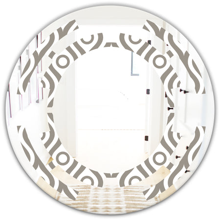 Retro Geometrical Abstract Minimal Pattern XIV - Modern Round or Oval Wall Mirror - Space