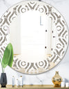 Retro Geometrical Abstract Minimal Pattern XIV - Modern Round or Oval Wall Mirror - Leaves