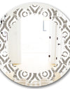 Retro Geometrical Abstract Minimal Pattern XIV - Modern Round or Oval Wall Mirror - Leaves