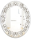 Retro Geometrical Abstract Minimal Pattern XIV - Modern Round or Oval Wall Mirror - Leaves