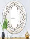 Retro Geometrical Abstract Minimal Pattern XIV - Modern Round or Oval Wall Mirror - Quatrefoil