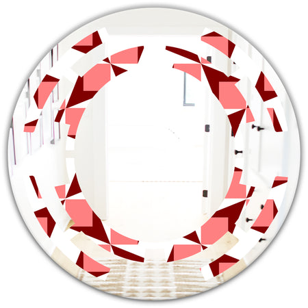 Retro Geometrical Abstract Minimal Pattern XIII - Modern Round or Oval Wall Mirror - Space