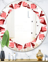 Retro Geometrical Abstract Minimal Pattern XIII - Modern Round or Oval Wall Mirror - Leaves