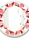 Retro Geometrical Abstract Minimal Pattern XIII - Modern Round or Oval Wall Mirror - Leaves